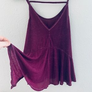 FREE PEOPLE dark maroon swingy tank top Small S
